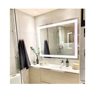 China Hotel Bathroom Mirror Rectangle Modern Bathroom Wall Mounted Smart Led Mirror With Time Display for sale