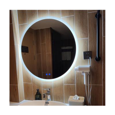 China Luminous ASS Listed Waterproof Round Illuminated Hotel Bath Led Mirror Smart Mirror With Touch Sensor for sale