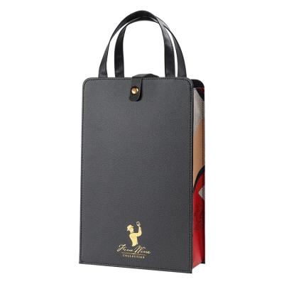 China Beverage Manufacturer Wholesale Custom Logo 2 Bottles Wine Bag Gift Bag Leather Box for sale