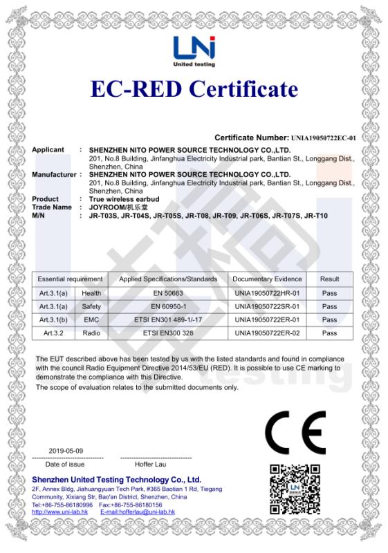 CE - Guangzhou Ijoyroom Electronics Technology Co., Ltd.