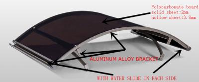 China Rainbow awning  with Polycarbonate solid or hollow sheet for sale