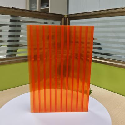 China 16mm Orange Polycarbonate Hollow Sheet High Strength Lightweight Thermal Insulation for Customizable Lengths and More à venda