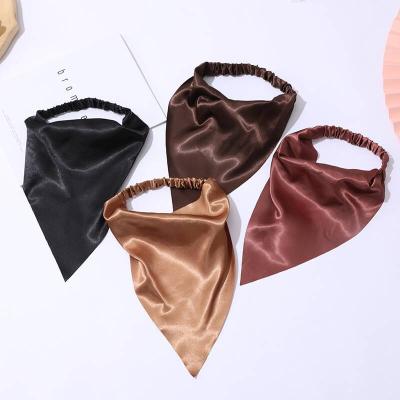 China Border women's triangle hair accessories 2021 new satin fabric sports elastic soft headbands solid color for sale