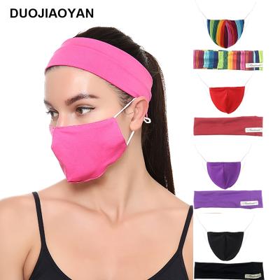 China Fashionable Women's Hot Selling Solid Color With Sports Headbands And Elastic Hot Personalized Face Mask Sets for sale