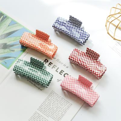 China New Fashion INS Fashion Acetate Hair Clip Women Girls Color Hair Accessories Checkerboard Hair Clip Large for sale