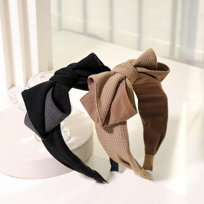 China New European and American style custom waffle hair circle accessories fashion french bow headband for women for sale