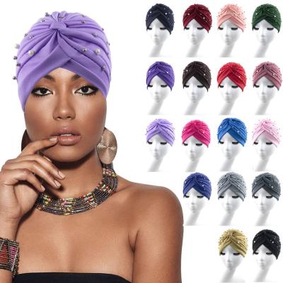 China New Fashion Multifunctional Fashion Headscarf Hat Muslim Pearl Turban Headscarf Hot Selling Indian Hijab For Women for sale