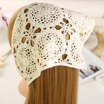 China New European and American style crochet headband for women handmade knitted floral woven hair wrap headbands solid color headband for sale