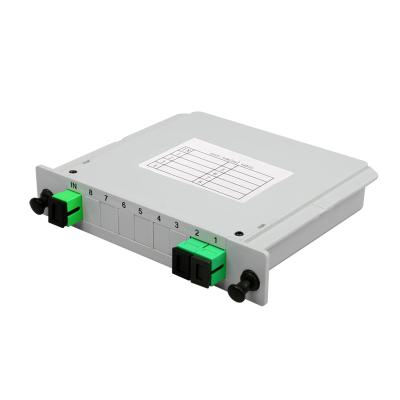 China PLC Box Plug-in Type Cassette PON CATV FTTH FTTH 1X2 SC APC Optical Splitter for sale