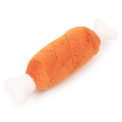 China Wholesale High Quality Pet Plush Double Bone Chicken Leg Stocked Squeaky Dog Toy With Sound for sale