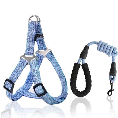 China Hot Sales Amazon DETACHED Pet Supplier Adjustable Dog Harness With Nylon Leash Set Outdoor Training for sale