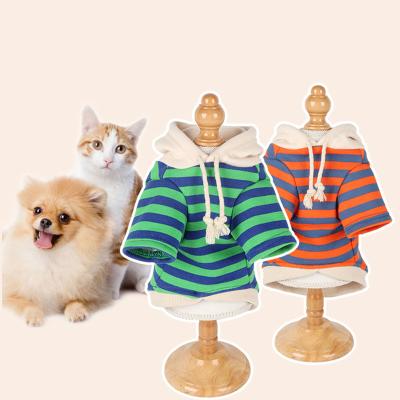 China Stocked Wholesales Custom Fashion Pet Stripe Supplier Pet Winter Coat Dog Hoodies Sweater Clothes Warm Wholesale for sale