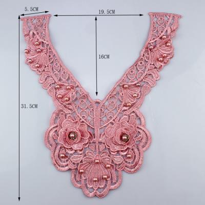 China Viable Factory Wholesale Collar Embroidery Venice Lace Flowers Neckline Applique Trim, Sewing Lace Fabric Supplies for sale