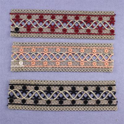 China Embroidery Lace Trim Ribbon Viable Fancy Gold Cotton Wedding Water Soluble French Lace Border Guipure Lace Trim for sale