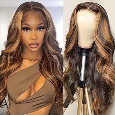 China Brazilian Virgin Hair Front Wigs Human Hair 150 Density Full Lace Front Wig 13X4 HD Brown Body Wave Lace Front Wigs for sale