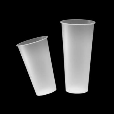 China Viable Matte Disposable Boba Fruit Bubble Tea Takeaway Drink Cups Hard Slim Injection PP Cup for sale