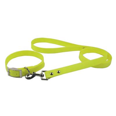 China Durable Fluorescent Yellow PVC Coated Webbing Pet Collars And Leashes for sale