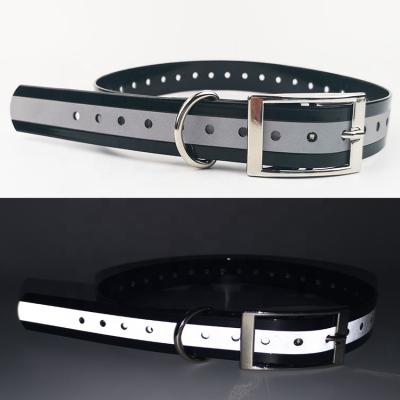 China Durable Replacement Black TPU Petrainer Reflective Flat Dog Collar for sale