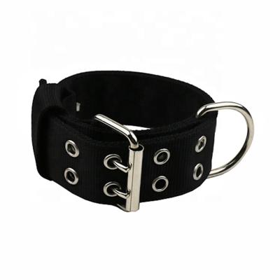 China Custom 5cm wide heavy duty black nylon dog collar for large dog military training for sale