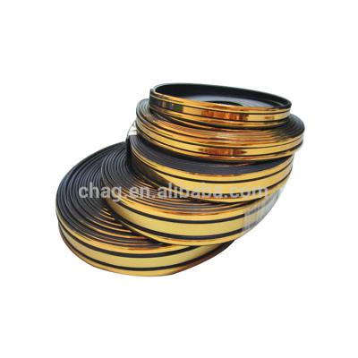 China Home Application PVC Chrome Decoration Cover Gold Strip For Edge Pad / PVC Furniture Ledge Strip for sale