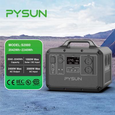 China 2000w 2400w portable power bank 110v 220v remote control solar battery backup solar generator power station for outdoor camping for sale