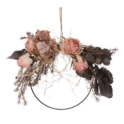 China CF01022 Modern Artificial Flower Wreath Rose Hydrangea Poppy High Quality Valentine's Day Gift for sale