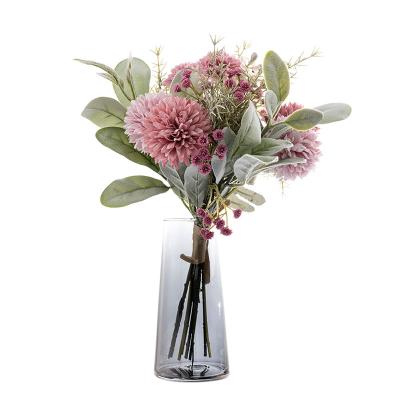 China Fabric+plastic+iron Artificial Dandelion Dahlia Gypsophila Bouquet New Design Decorative Flowers and Plants CF01063 for sale