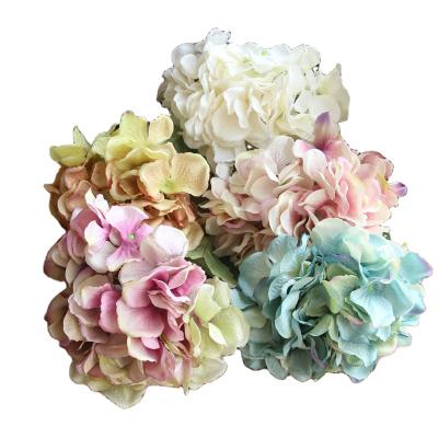 China Single Long Stem Artificial Silk Hydrangea Flower Plastic Tissue Sheet For Wall Wedding Backdrop Decoration for sale