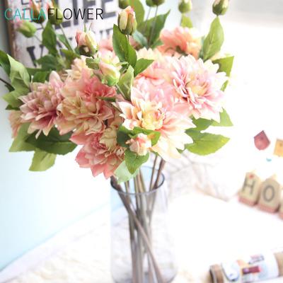 China Modern Wedding Decoration Silk Flower Stems Artificial Dahlia Flowers for sale