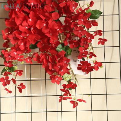 China Eco-friendly artificial flower china import simulation hanging vine decorative hydrangea flower for wall for sale