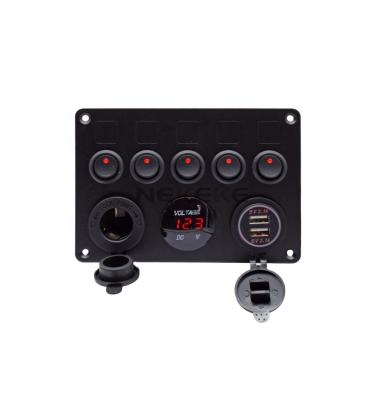 China 5 Strip LED Switch Panel With Power Socket USB Charger Voltmeter RSP5 for sale