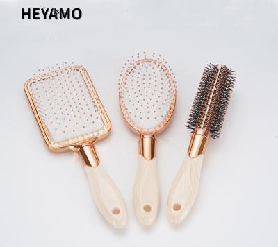 China HEYAMO Cepillos Para EL Cabello Waterproof Glitter Hair Brush Plated Detangling Wet Hair Brush To Tangle Soft Bristle Hair Brush Custom for sale