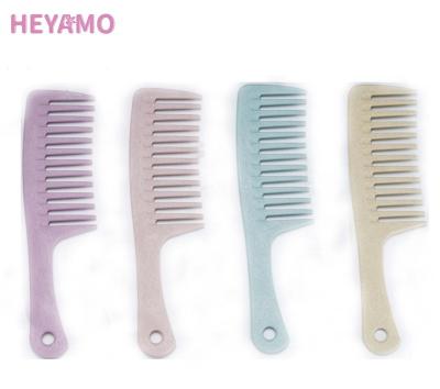 China HEYAMO Home Eco-Friendly Wheat Custom Hair Combs Dressing Cepillos Para EL Pelo Detangler Hairbrush Wide Tooth Hair Comb Logo Brushes for sale