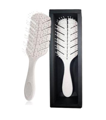 China HEYAMO Waterproof Wheat Fiber Super Soft To Stimulate Straight And Curly Hair Growth Natural Long Eco Hair Brush Duct Detangling Brush for sale