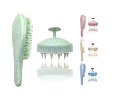 China HEYAMO Natural Waterproof Straw Salon Colorful Candy Scalp Wheat Massage Hair Brush Detangler Hair Comb TT S Shape Shampoo Detangling Brush for sale