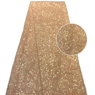 China Wholesale Summer Viable Sequined Chiffon Fabric Halter Skirt Vest Lace Fabric ZG137 Full Edition 5mmPET Gold Powder Embroidery Fabric Low for sale