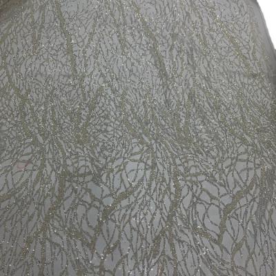 China Instant P5 Setting Line Wedding Sterling Silver White Bridal Evening Dress Lace Fabric Powder 2mm Glitter Beads Craft Plastic Lace for sale