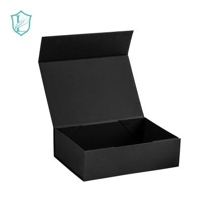 China Handmade Cosmetic Box Business High End Gift Box For Clothes Black Folding Clamshell Packaging Boxes Wholesale Can Be Customized for sale