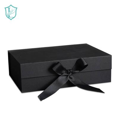 China RTS Handmade Magnetic High-grade Portable Cardboard Cosmetic Folding Box In Stock Gift Box With Bow Wholesale for sale