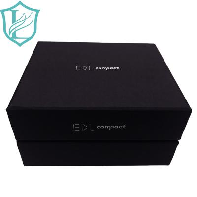 China Recycled Materials Design Black Craft Cardboard Leather Luxury Gift Box With Lid for sale