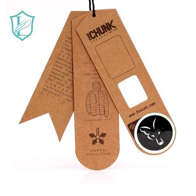 China Custom Printed Kraft Paper Hang Tag For Garment Recycle Brown Kraft Printing Garment Paper Hang Tag For Custom Brand Own Logo for sale