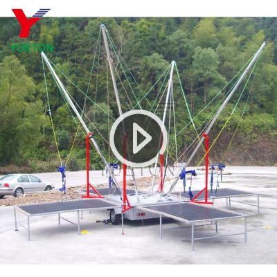 China Free Shipping 2021Professional Hot Protective Net Trailer Mounted 4 In 1 Stations Inflatable Portable Mobile Bungee Trampoline With CE Certificate for sale