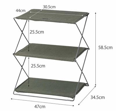 China Camping Foldable Hot Selling Japanese Bar Three Tier SOF Storage Rack Shelf for sale