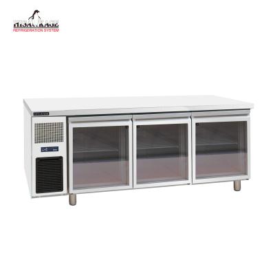 China Best Price Single-temperature Glass Three Door Horizontal Showcase Commercial Refrigerator Freezer LRVG-180 for sale