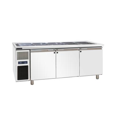 China Single-temperature Whole Sale Commercial Salad Refrigerator Prep Table Slotted Fresh-keep Workbench Display Refrigerator CS-180W for sale