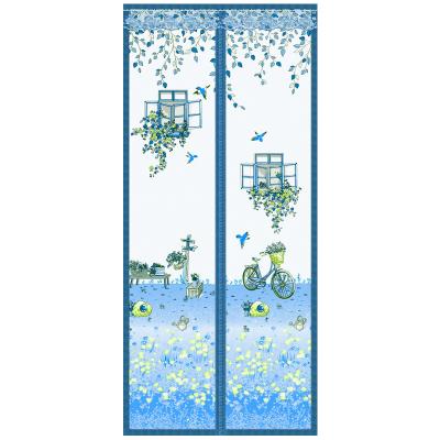 China 2021 Modern New Korean Strong Magnetic Flying Curtain Fashion Printing Screen Door Mosquito Proof Door Curtain for sale