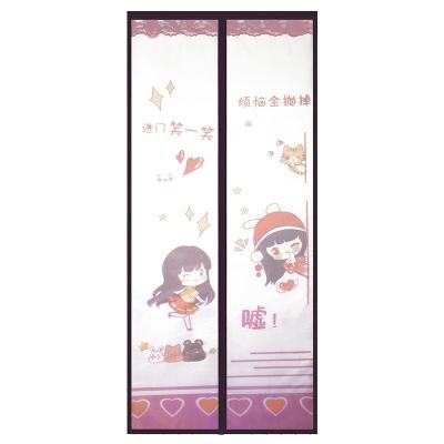 China Modern Economical Hands Free Screen Printed Mosquito Net Door Mesh Curtain With Magnets Anti Bugs for sale