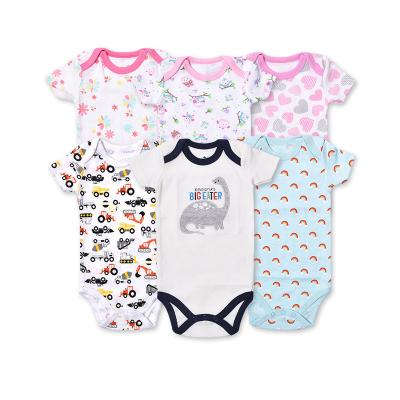 China 100% Cotton Short Sleeve Baby Lovers Jumpsuit Triangle Rompers New Summer Cotton Print Baby Custom Baby Romper for sale