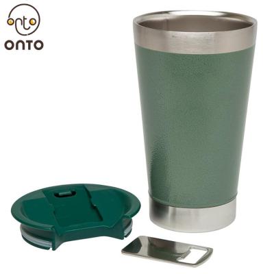 China Viable Free Sample Hot Sales 473ML Stanley Beer Thermal Cup With Amazon Bottle Opener Lid Stainless Steel Beer Mugs for sale