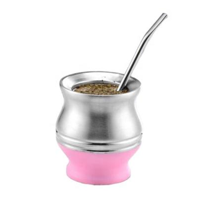 China High Quality Double Wall 190ml Stainless Steel Promotional Yerba Mate Cup Viable Cute Mug High Quality With Bombilla for sale